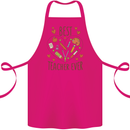 Best Teacher Ever Teaching Maths English Science Cotton Apron 100% Organic Pink
