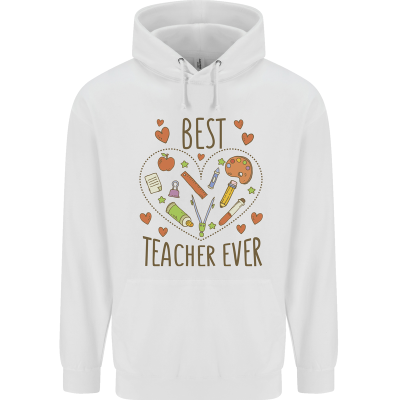Best Teacher Ever Teaching Maths English Science Mens 80% Cotton Hoodie White
