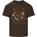 Best Teacher Ever Teaching Maths English Science Mens Cotton T-Shirt Tee Top Dark Chocolate