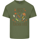 Best Teacher Ever Teaching Maths English Science Mens Cotton T-Shirt Tee Top Military Green