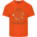 Best Teacher Ever Teaching Maths English Science Mens Cotton T-Shirt Tee Top Orange