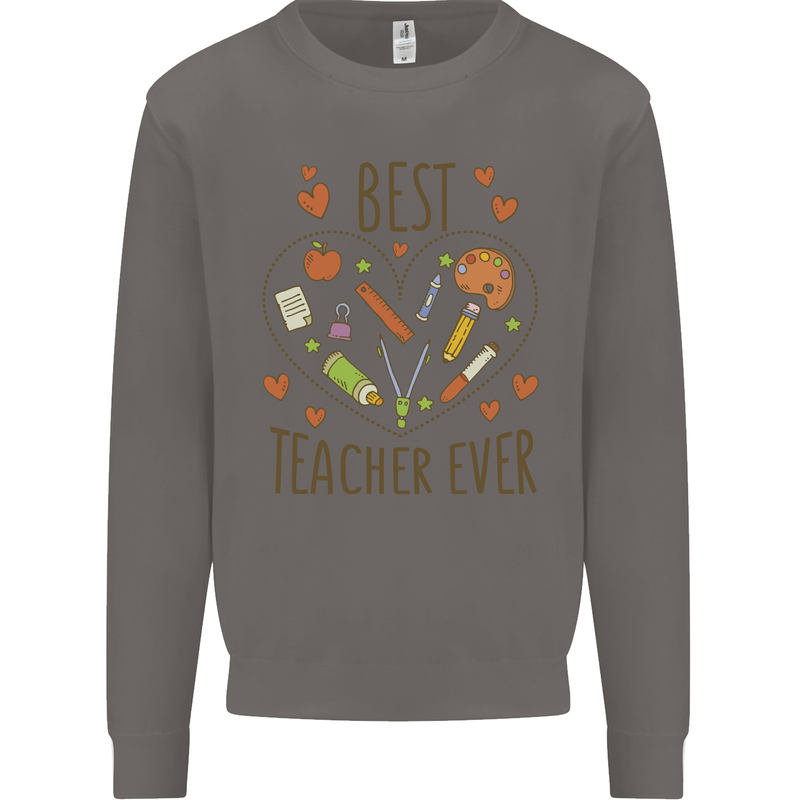 Best Teacher Ever Teaching Maths English Science Mens Sweatshirt Jumper Charcoal