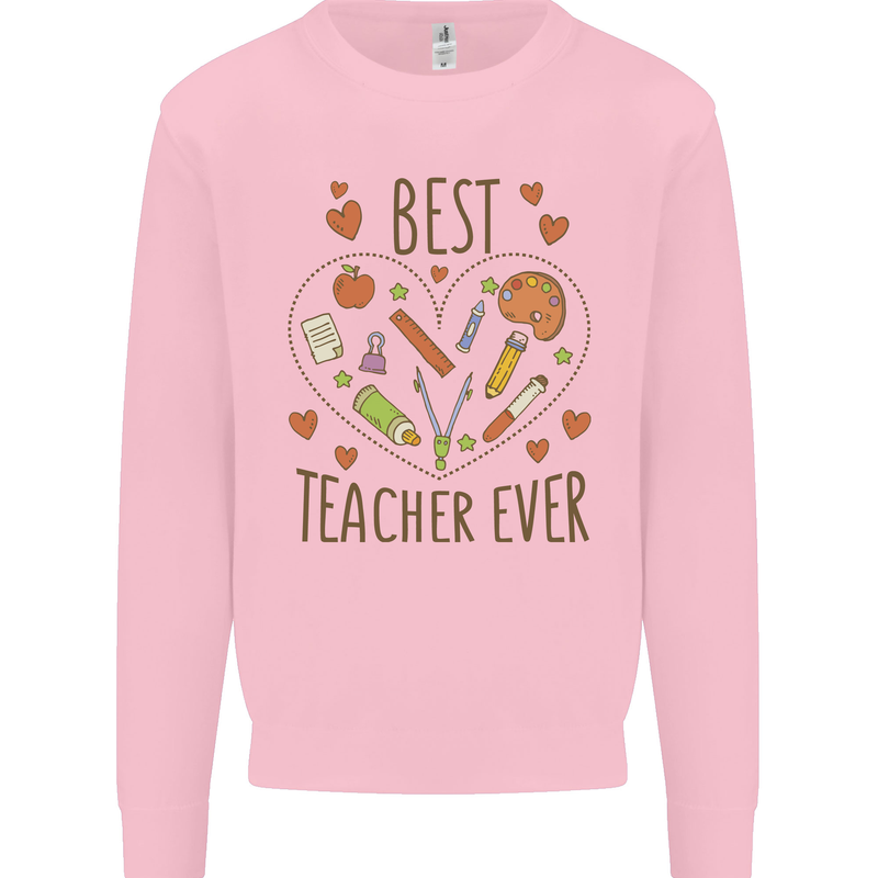 Best Teacher Ever Teaching Maths English Science Mens Sweatshirt Jumper Light Pink
