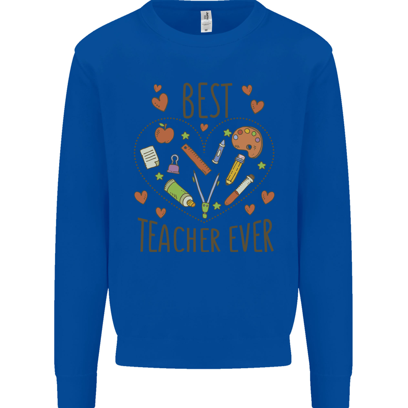 Best Teacher Ever Teaching Maths English Science Mens Sweatshirt Jumper Royal Blue