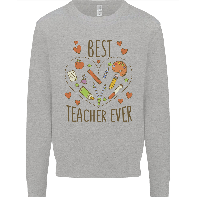 Best Teacher Ever Teaching Maths English Science Mens Sweatshirt Jumper Sports Grey