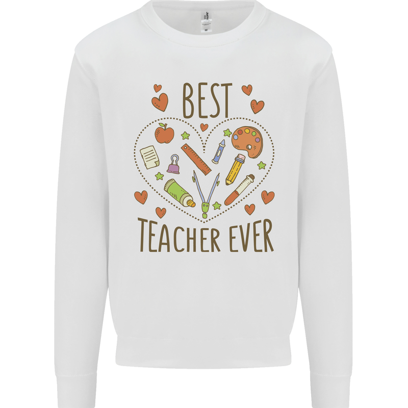 Best Teacher Ever Teaching Maths English Science Mens Sweatshirt Jumper White