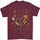 Best Teacher Ever Teaching Maths English Science Mens T-Shirt 100% Cotton Maroon