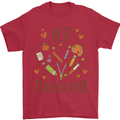 Best Teacher Ever Teaching Maths English Science Mens T-Shirt 100% Cotton Red