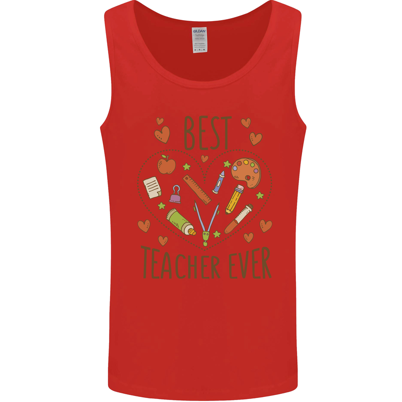 Best Teacher Ever Teaching Maths English Science Mens Vest Tank Top Red