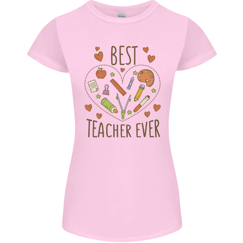 Best Teacher Ever Teaching Maths English Science Womens Petite Cut T-Shirt Light Pink