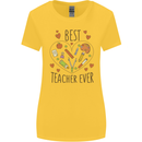 Best Teacher Ever Teaching Maths English Science Womens Wider Cut T-Shirt Yellow