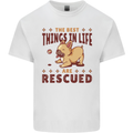 Best Things in Life Are Rescued Funny Rescue Dog Mens Cotton T-Shirt Tee Top White