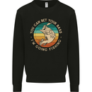 Bet Your Bass Im Going Fishing Funny Fisherman Kids Sweatshirt Jumper Black