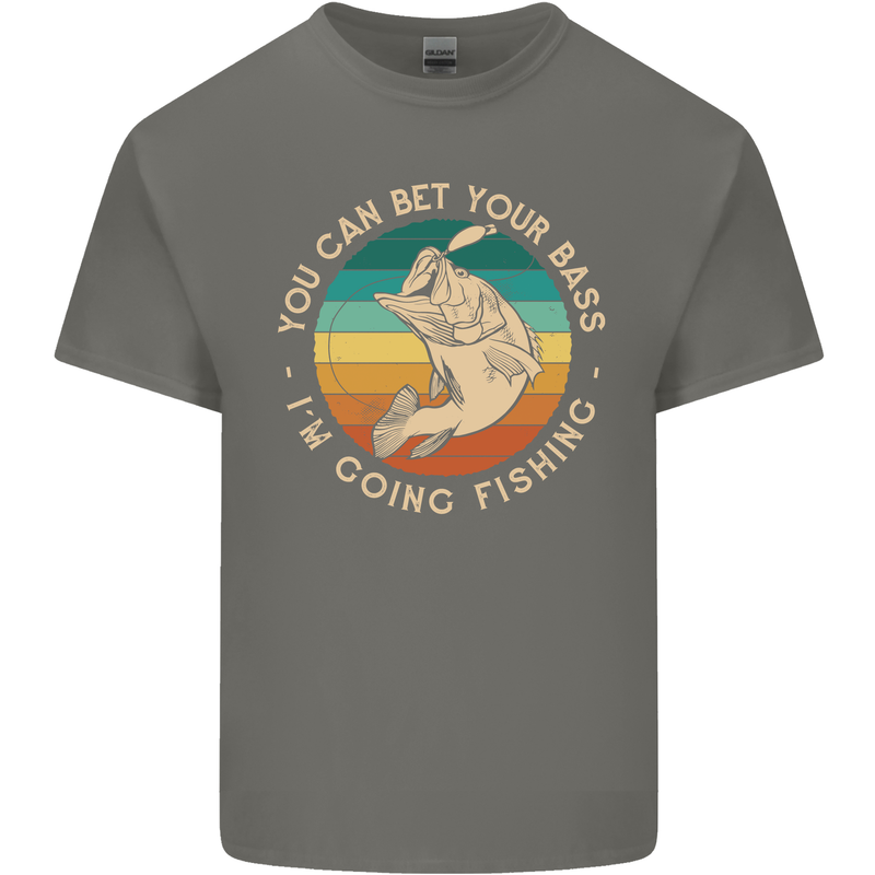 Bet Your Bass Im Going Fishing Funny Fisherman Kids T-Shirt Childrens Charcoal