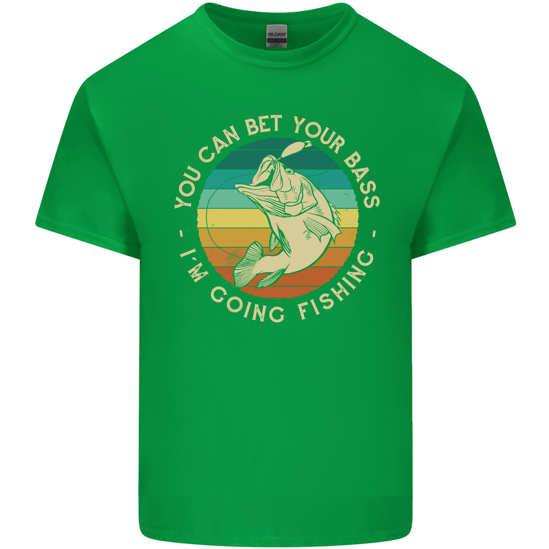 Bet Your Bass Im Going Fishing Funny Fisherman Kids T-Shirt Childrens Irish Green