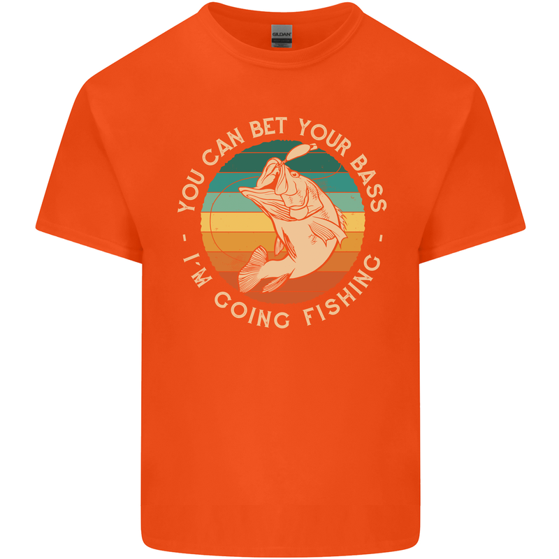 Bet Your Bass Im Going Fishing Funny Fisherman Kids T-Shirt Childrens Orange