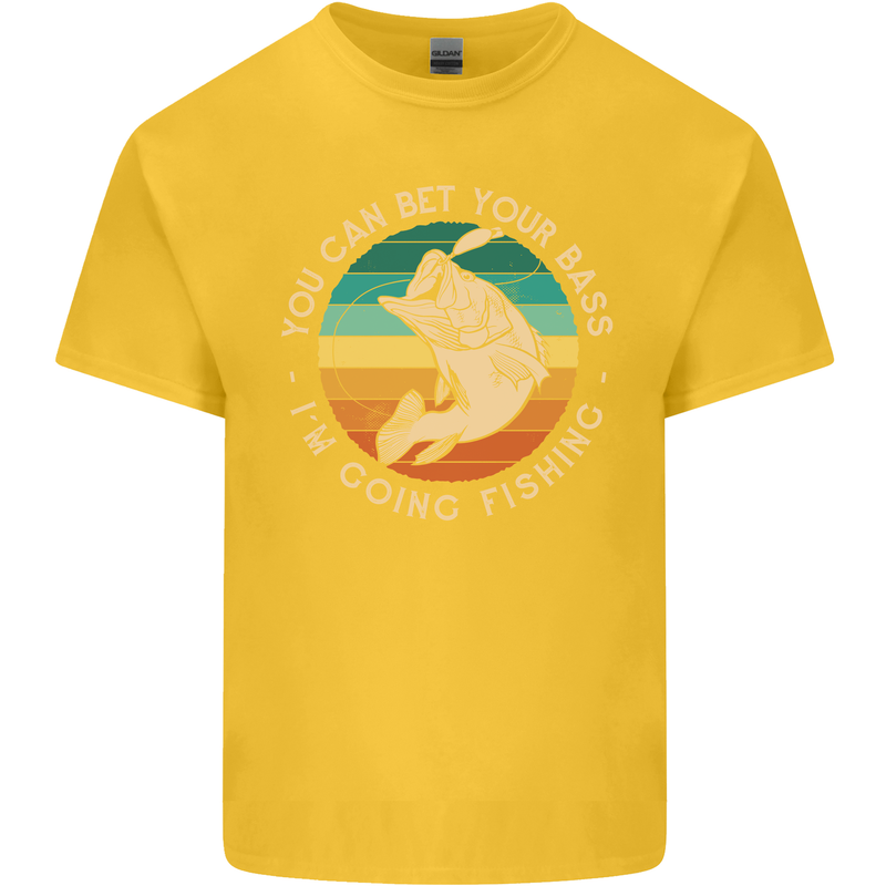 Bet Your Bass Im Going Fishing Funny Fisherman Kids T-Shirt Childrens Yellow