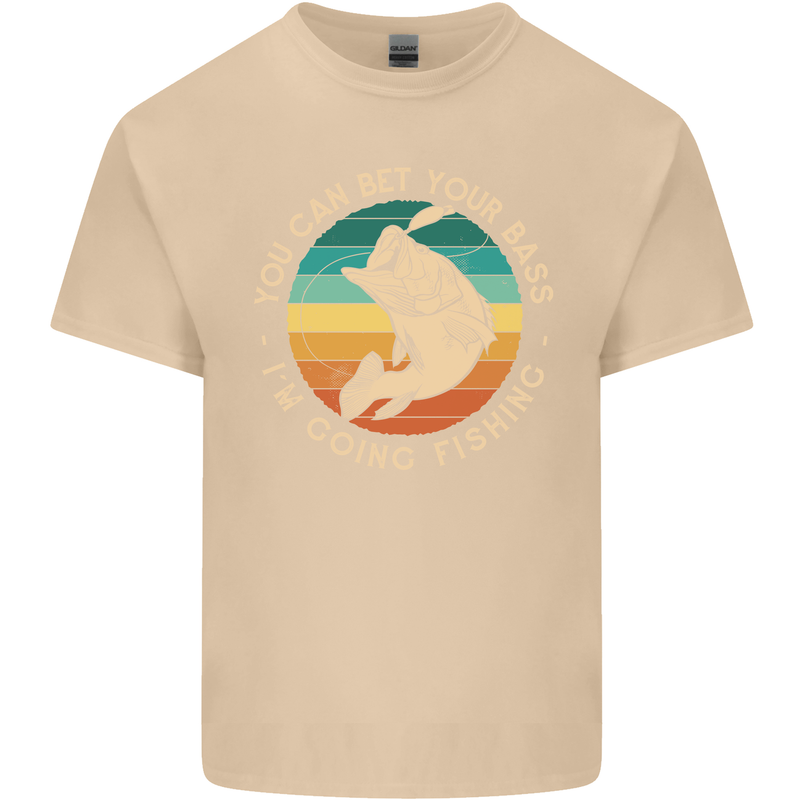 Bet Your Bass Im Going Fishing Funny Fisherman Mens Cotton T-Shirt Tee Top Sand