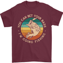 Bet Your Bass Im Going Fishing Funny Fisherman Mens T-Shirt 100% Cotton Maroon