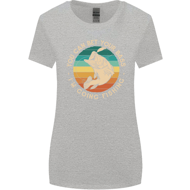 Bet Your Bass Im Going Fishing Funny Fisherman Womens Wider Cut T-Shirt Sports Grey