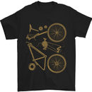 a black t - shirt with a gold bicycle design