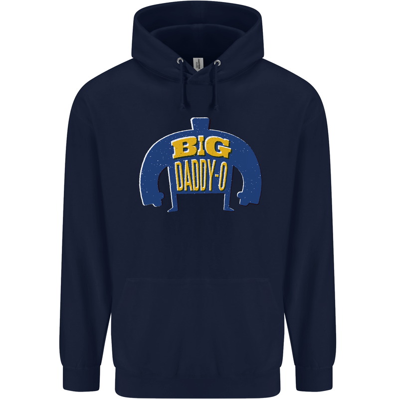 Big Daddy O Funny Fathers Day Dad Childrens Kids Hoodie Navy Blue
