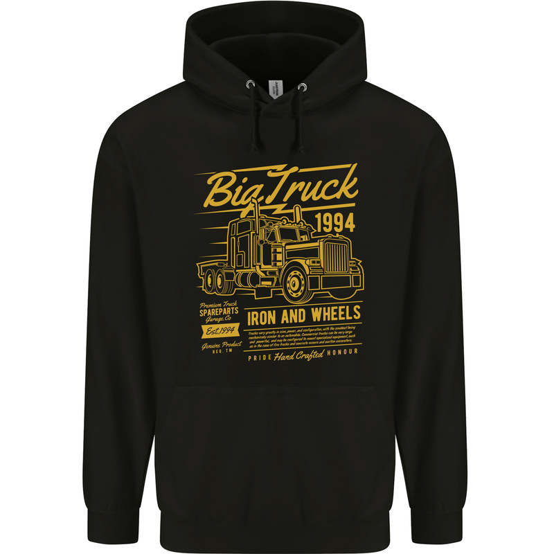 Big Truck Lorry Driver HGV Mens 80% Cotton Hoodie Black