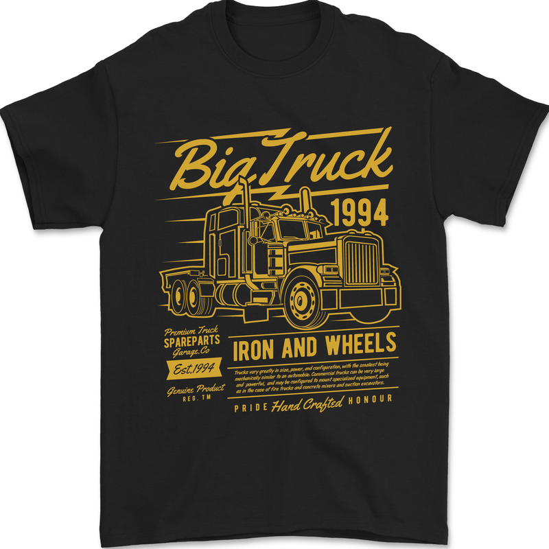Big Truck Lorry Driver HGV Mens T-Shirt 100% Cotton Black