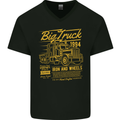 Big Truck Lorry Driver HGV Mens V-Neck Cotton T-Shirt Black