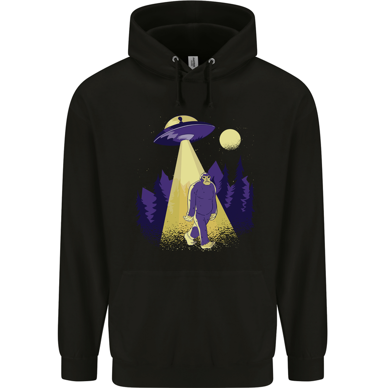 Bigfoot Abduction Funny Alien UFO Mens 80% Cotton Hoodie Black