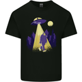 Bigfoot Abduction Funny Alien UFO Mens Cotton T-Shirt Tee Top Black