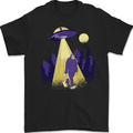 Bigfoot Abduction Funny Alien UFO Mens Gildan Cotton T-Shirt Black