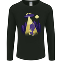 Bigfoot Abduction Funny Alien UFO Mens Long Sleeve T-Shirt Black