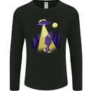 Bigfoot Abduction Funny Alien UFO Mens Long Sleeve T-Shirt Black