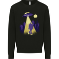 Bigfoot Abduction Funny Alien UFO Mens Sweatshirt Jumper Black