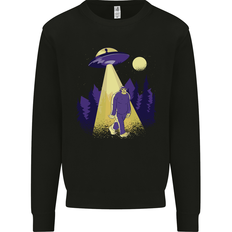 Bigfoot Abduction Funny Alien UFO Mens Sweatshirt Jumper Black