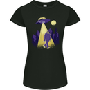 Bigfoot Abduction Funny Alien UFO Womens Petite Cut T-Shirt Black