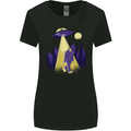 Bigfoot Abduction Funny Alien UFO Womens Wider Cut T-Shirt Black