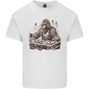 Bigfoot DJ Funny Dancy Music Rave Ape Gorilla Mens Cotton T-Shirt Tee Top White