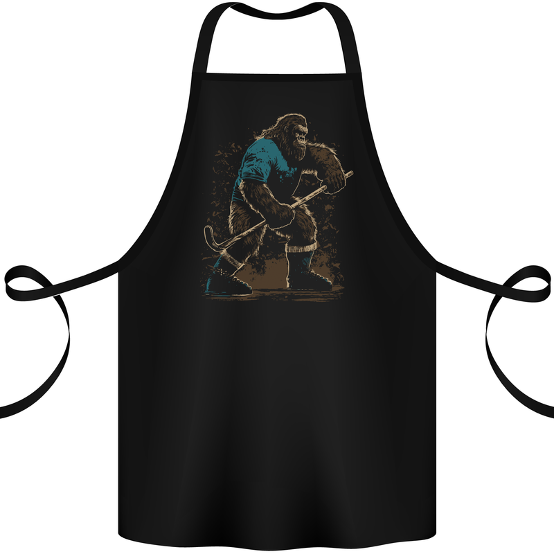 Bigfoot Hockey Player Cotton Apron 100% Organic Black