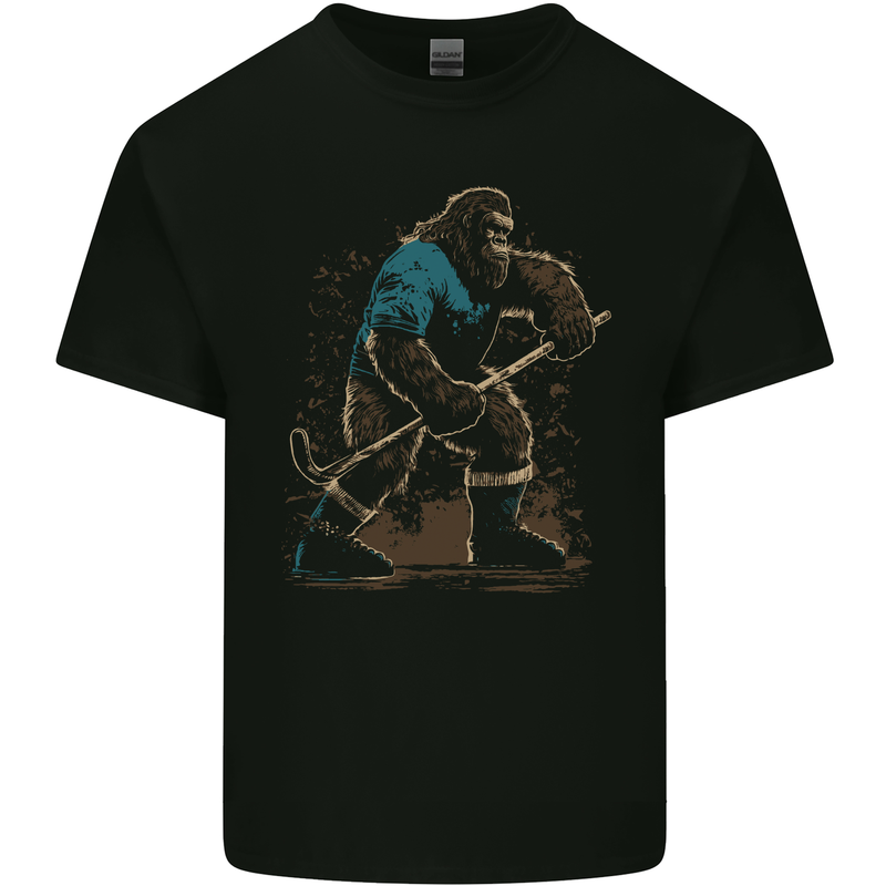 Bigfoot Hockey Player Kids T-Shirt Childrens Black