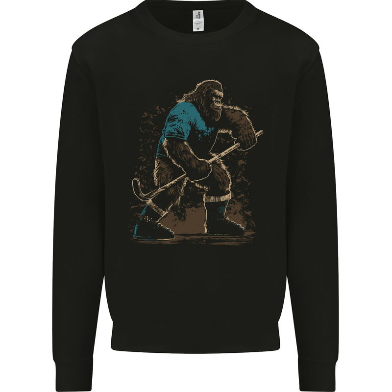 Bigfoot Hockey Player Mens Sweatshirt Jumper Black