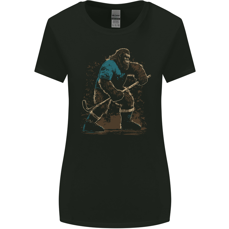 Bigfoot Hockey Player Womens Wider Cut T-Shirt Black