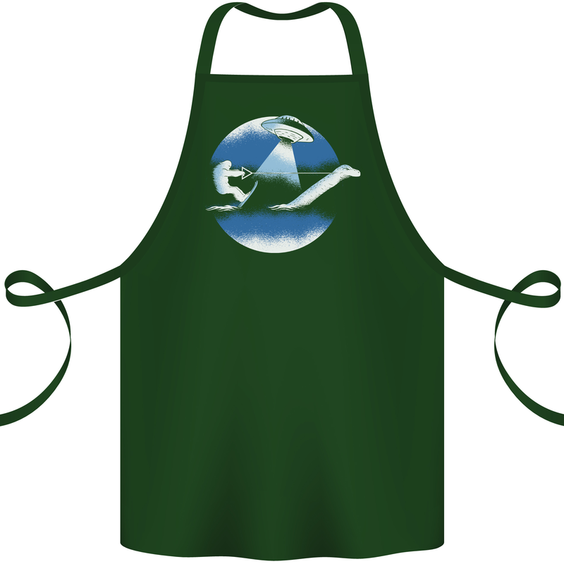 Bigfoot Lockness Monster Alien Abduction UFO Cotton Apron 100% Organic Forest Green
