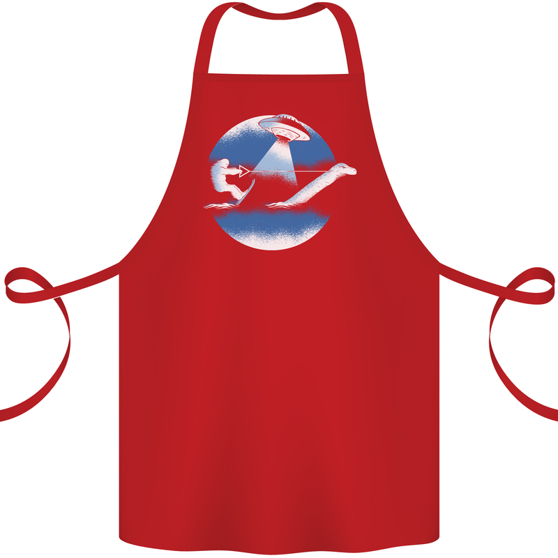 Bigfoot Lockness Monster Alien Abduction UFO Cotton Apron 100% Organic Red