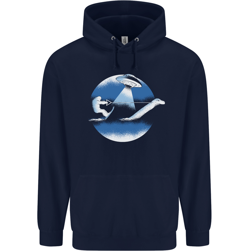 Bigfoot Lockness Monster Alien Abduction UFO Mens 80% Cotton Hoodie Navy Blue