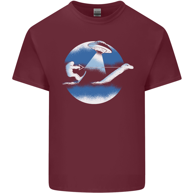 Bigfoot Lockness Monster Alien Abduction UFO Mens Cotton T-Shirt Tee Top Maroon