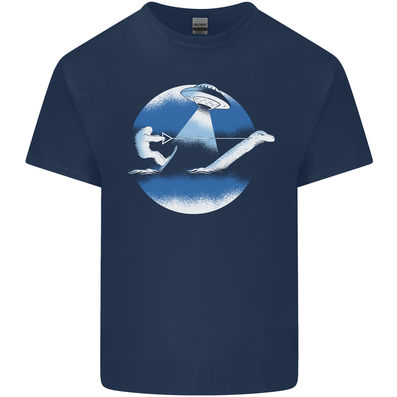 Bigfoot Lockness Monster Alien Abduction UFO Mens Cotton T-Shirt Tee Top Navy Blue