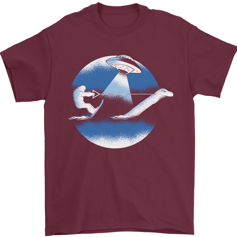 Bigfoot Lockness Monster Alien Abduction UFO Mens T-Shirt 100% Cotton Maroon
