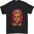 Bigfoot Messy Hair Don't Care Funny Mens Gildan Cotton T-Shirt Black
